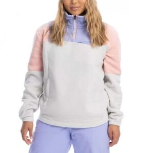 NWT ROXY Chloe Kim Half-Zip Fleece in Heather Gray Multicolor size XS